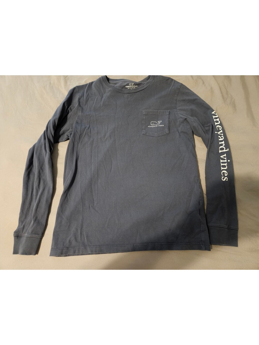 Vineyard Vines Long Sleeve Navy Blue Pocket T-Shirt with Whale Logo